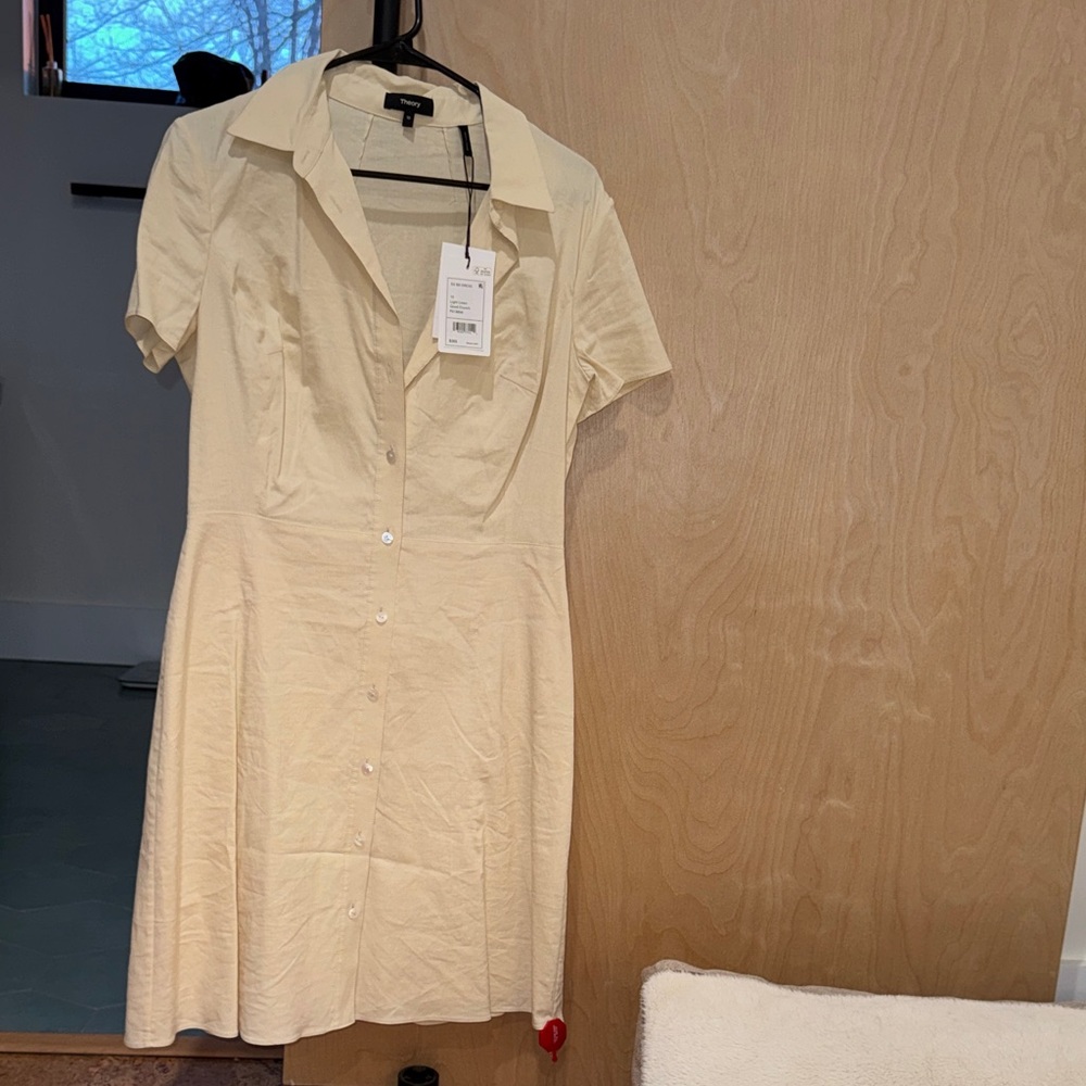 Theory light linen Short-Sleeve Midi Dress